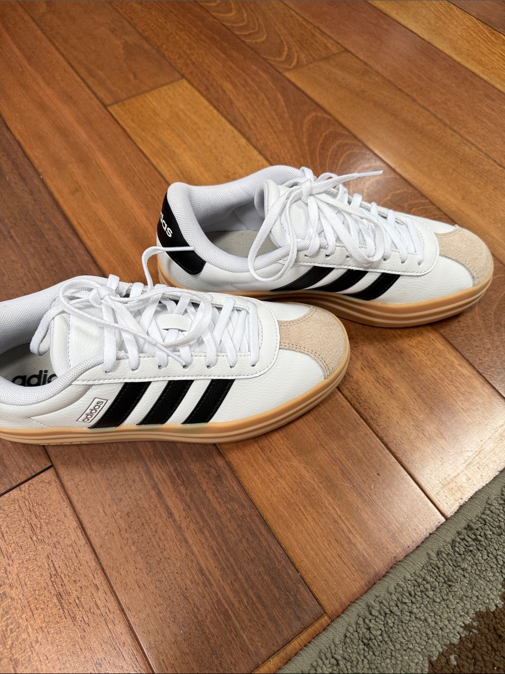 adidas White Black Platform Sneakers with Gum Sole - Picture 3 of 4